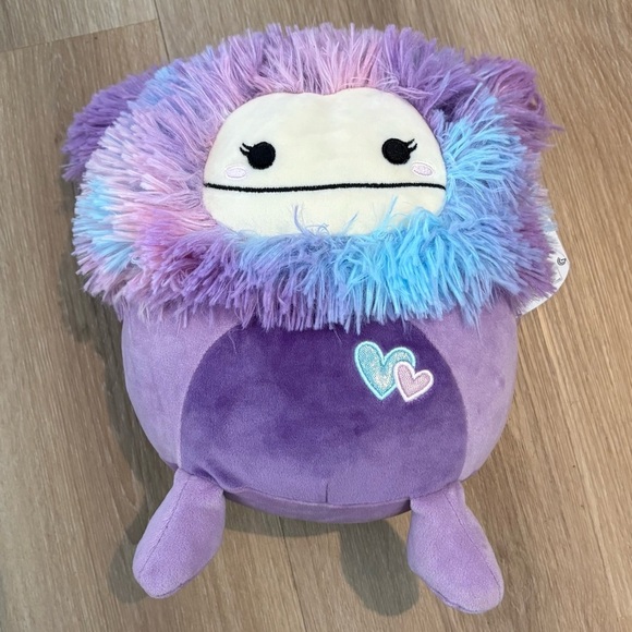 Eden the Bigfoot Purple Rainbow 10” Squishmallow Plush Toy with Hearts Jazwares - Picture 1 of 11
